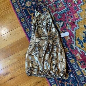 Tobi silver/gold halter sequin dress